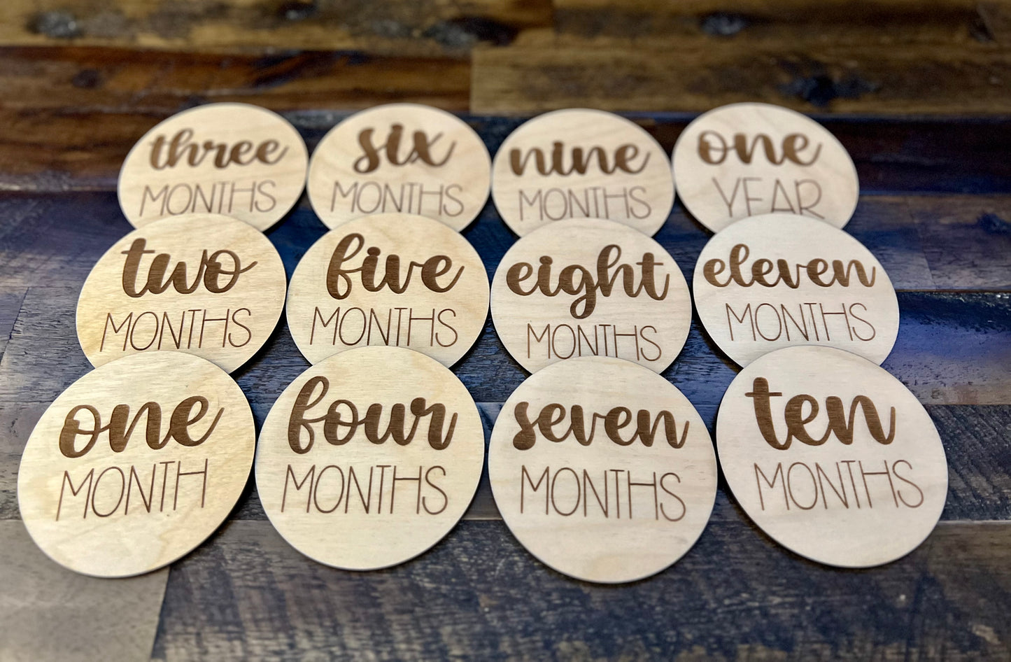 Engraved Baby Milestone Disc Set: Capture Memories