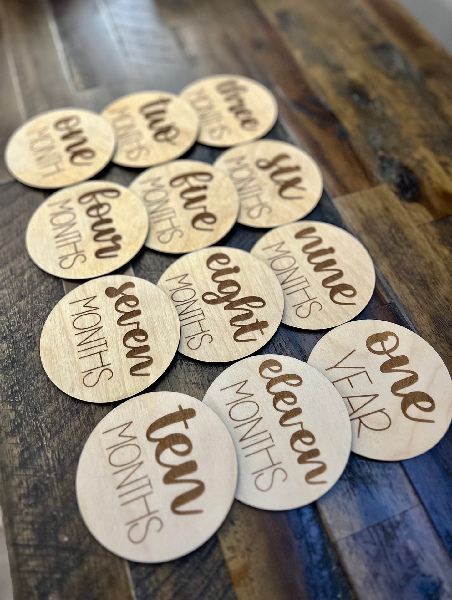 Engraved Baby Milestone Disc Set: Capture Memories