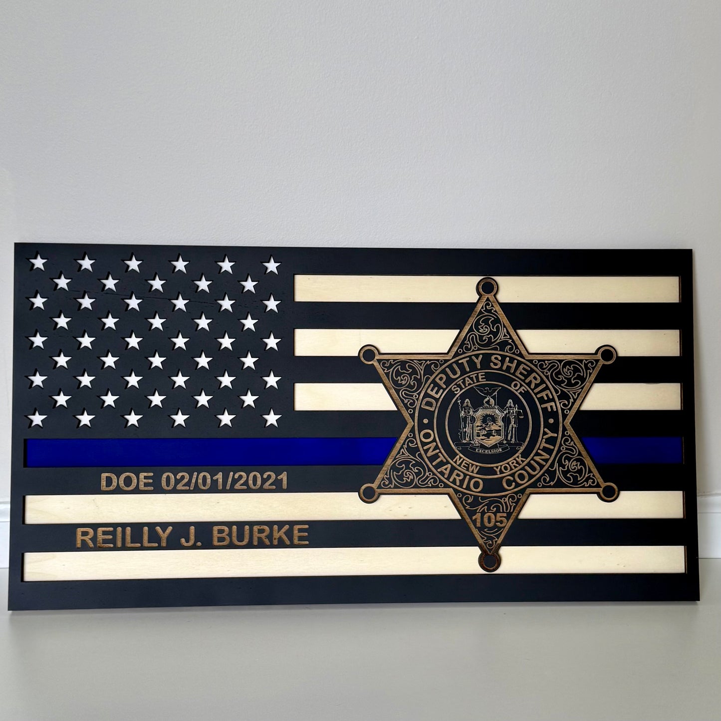 Ontario County Sheriffs - Engraved Thin Blue Line Flag