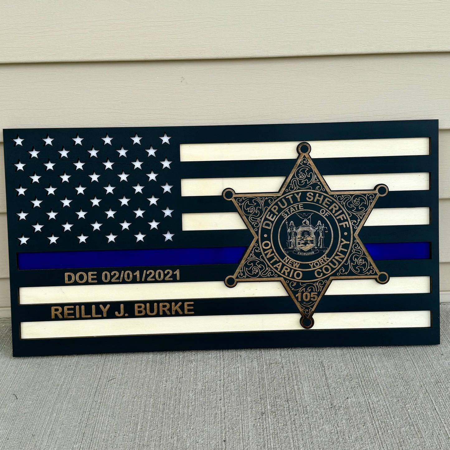 Ontario County Sheriffs - Engraved Thin Blue Line Flag