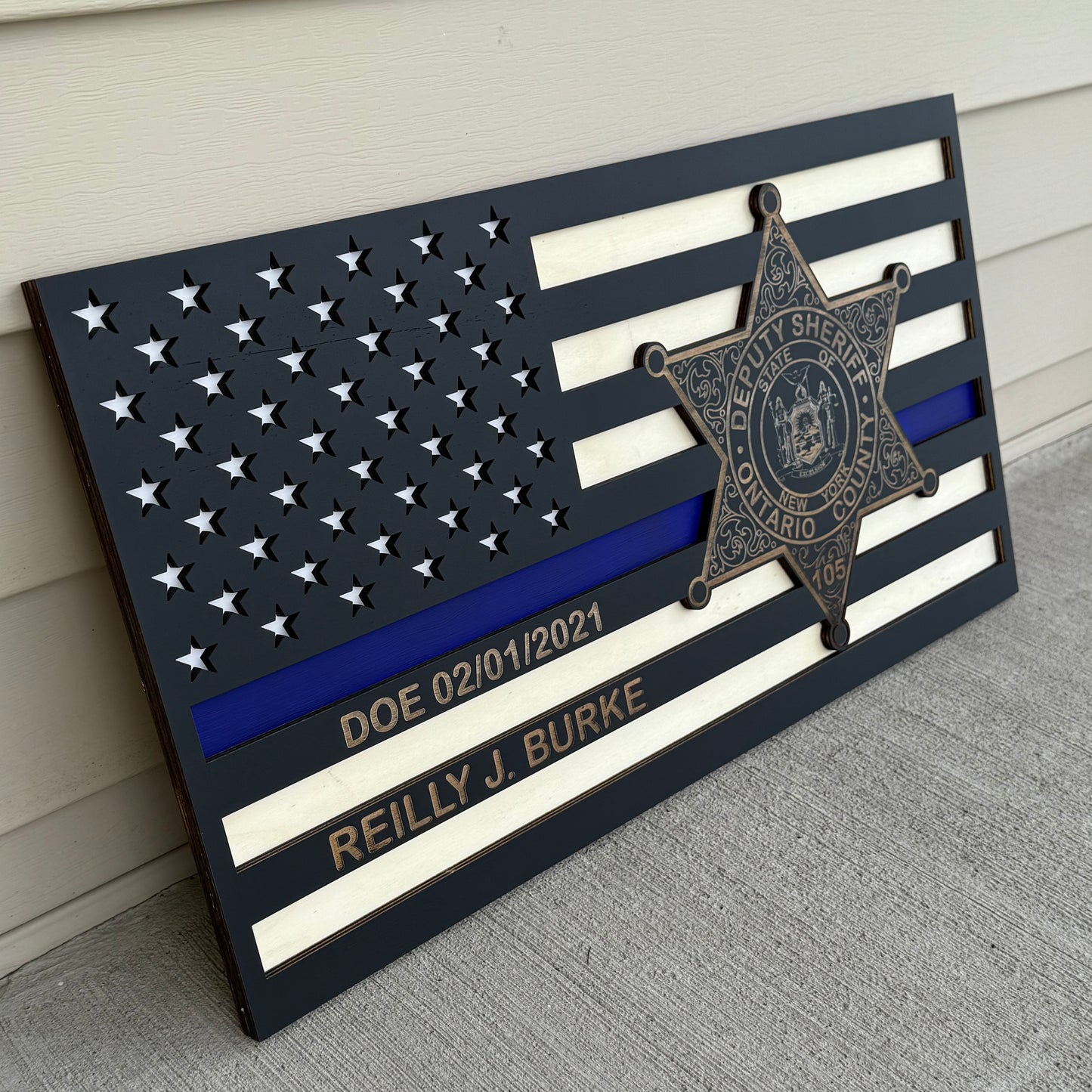 Ontario County Sheriffs - Engraved Thin Blue Line Flag