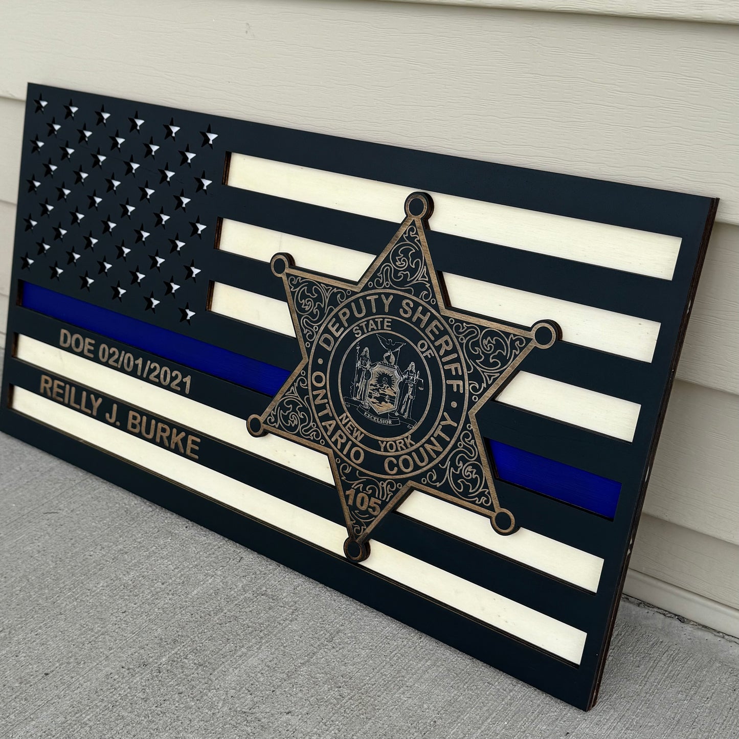 Ontario County Sheriffs - Engraved Thin Blue Line Flag