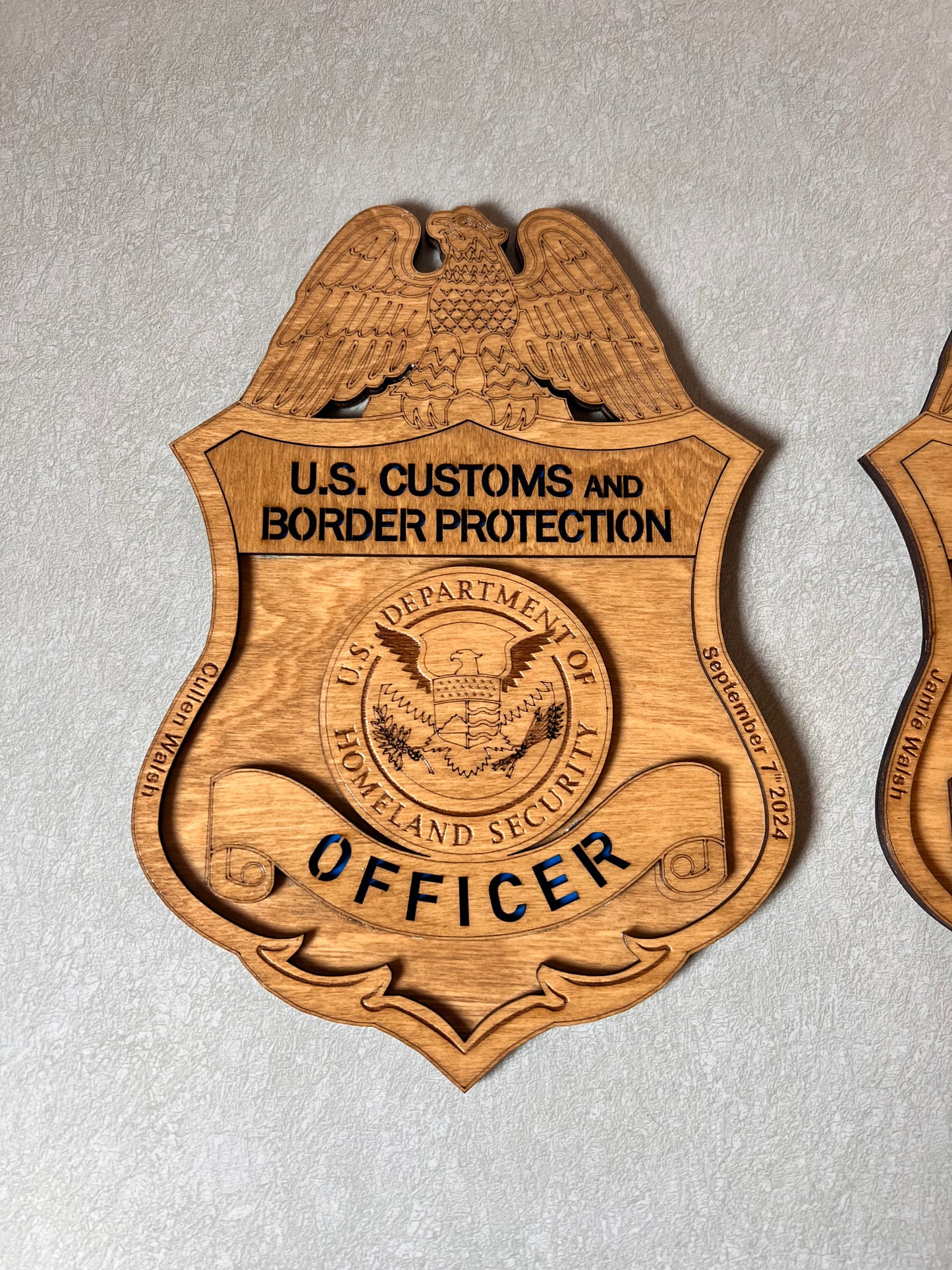 Custom Agency Engraved Wooden Badge Replica