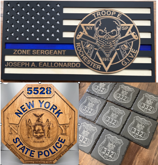 custom engraved police gifts including badges and flags