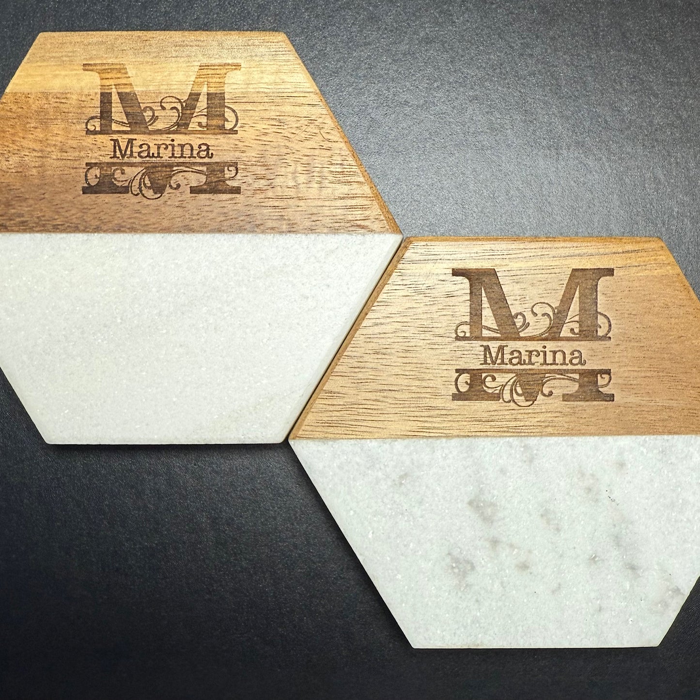 Engraved Marble & Wood Coasters: Perfect Wedding Gif