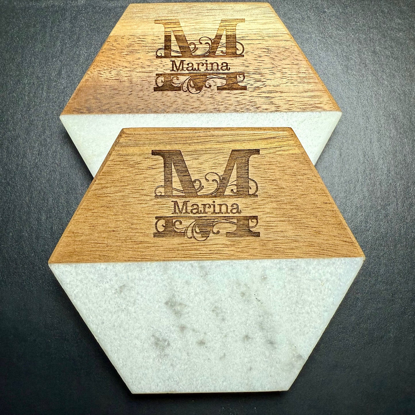 Engraved Marble & Wood Coasters: Perfect Wedding Gif