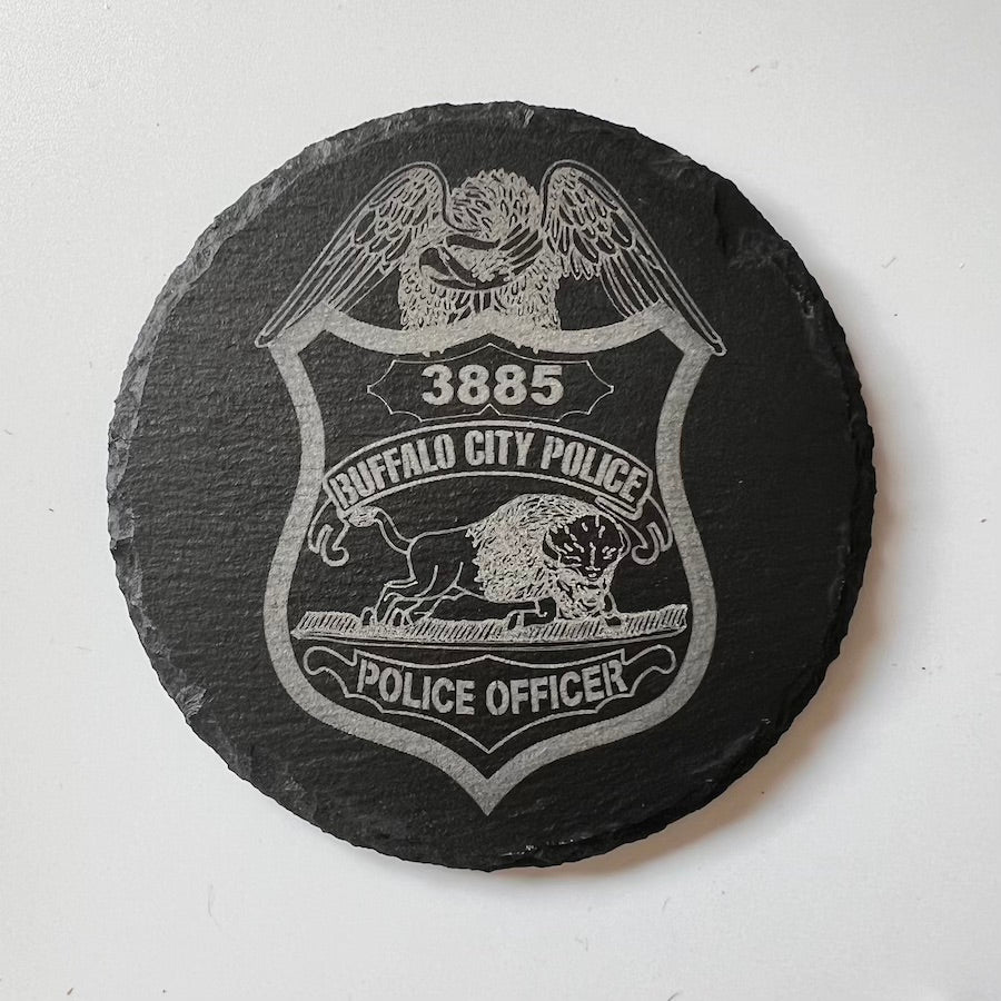 Engraved Slate Drink Coasters- New York State Police - Custom Agency Logo