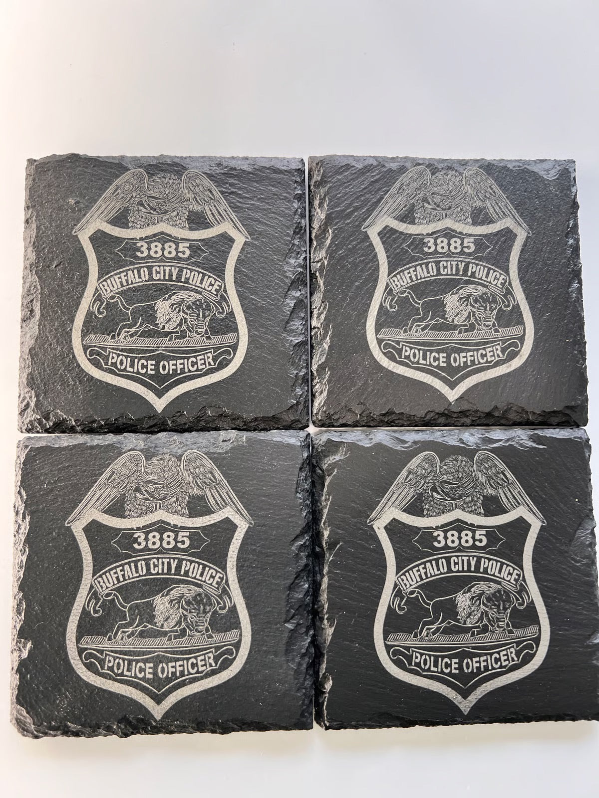 Engraved Slate Drink Coasters- New York State Police - Custom Agency Logo