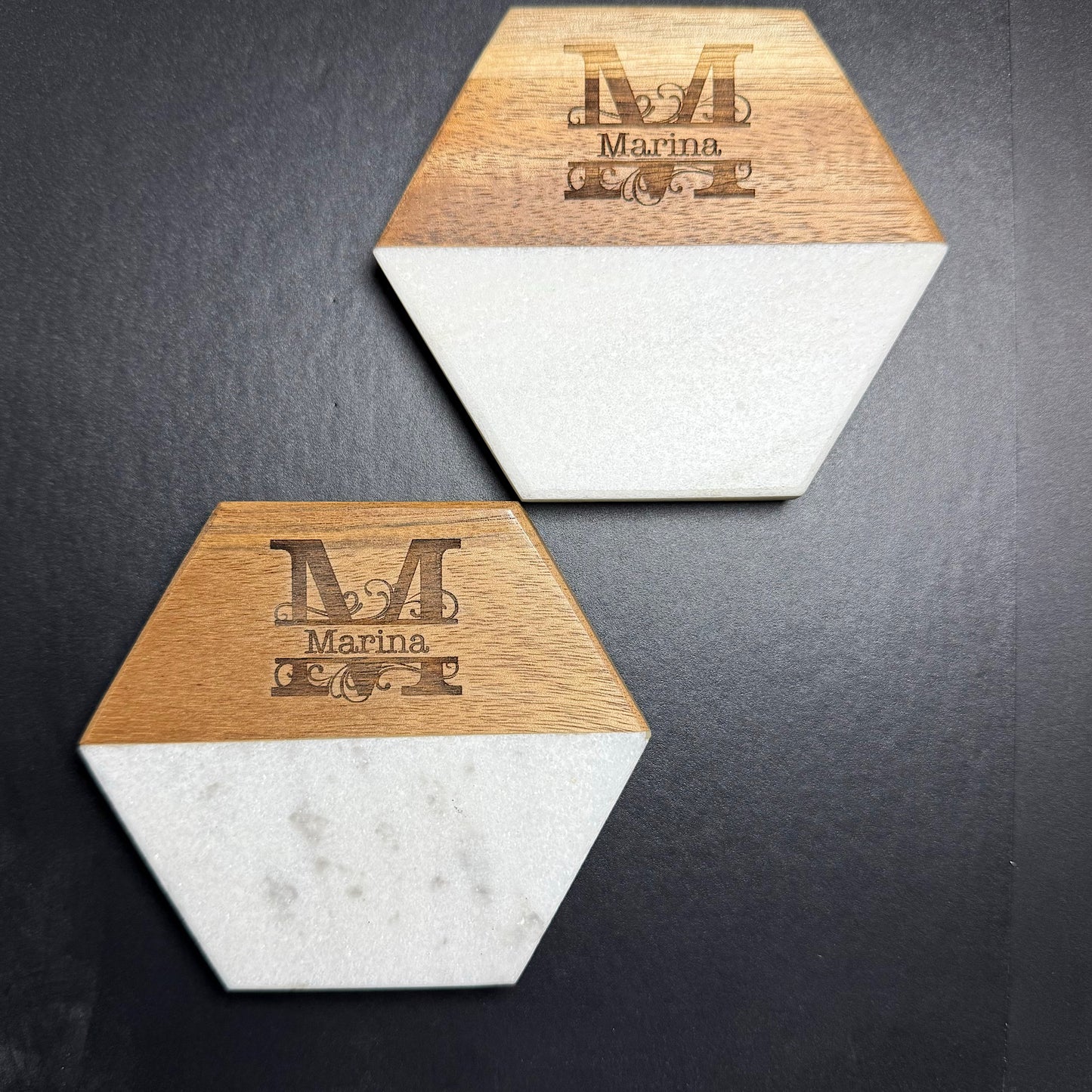 Engraved Marble & Wood Coasters: Perfect Wedding Gif