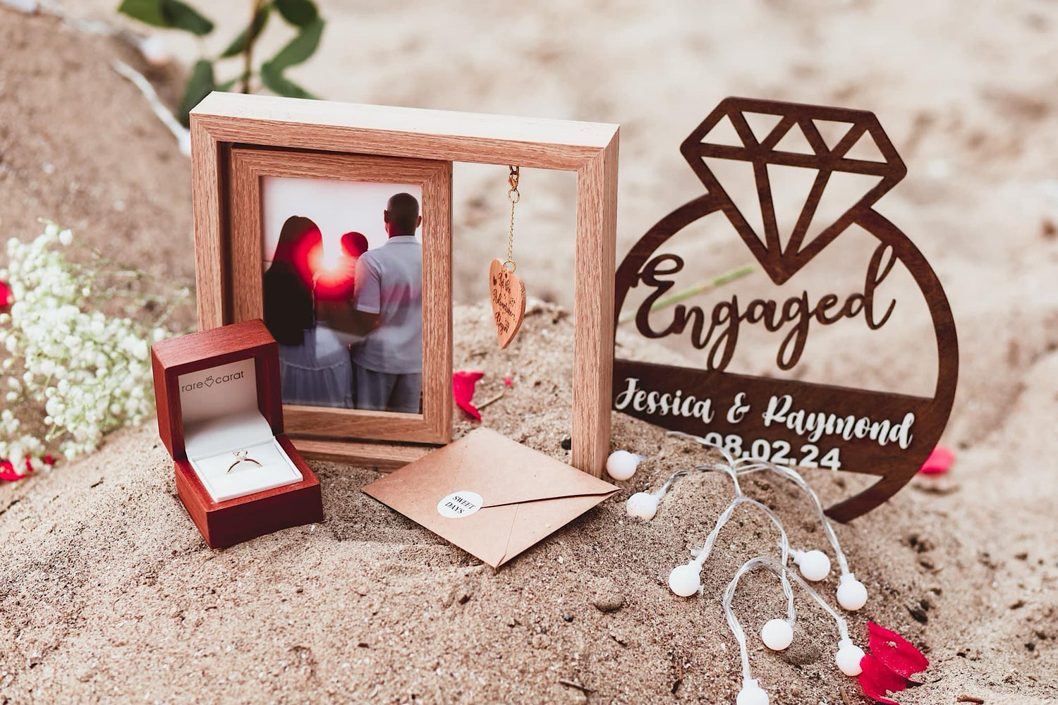 Wooden lasercut Engagement Sign