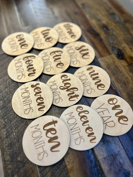 Engraved Baby Milestone Disc Set: Capture Memories