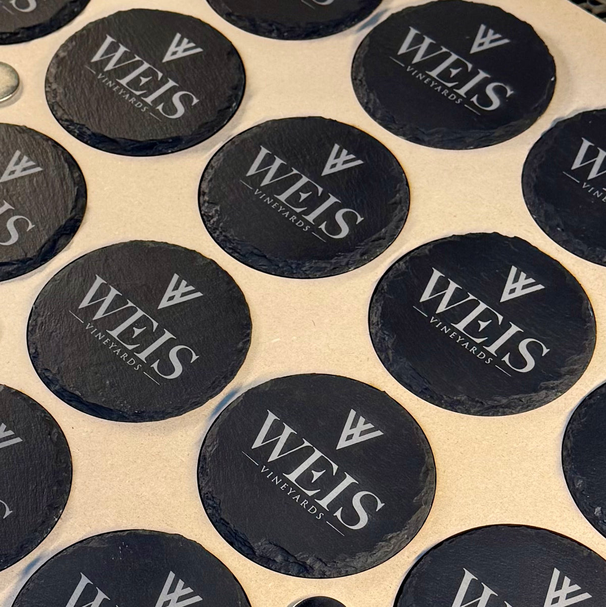 Engraved Round Slate Coasters - Weis Vineyards