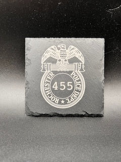 Engraved Slate Drink Coasters- New York State Police - Custom Agency Logo