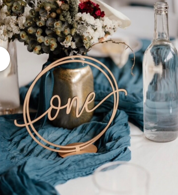 Circle Wood Table Number Signs