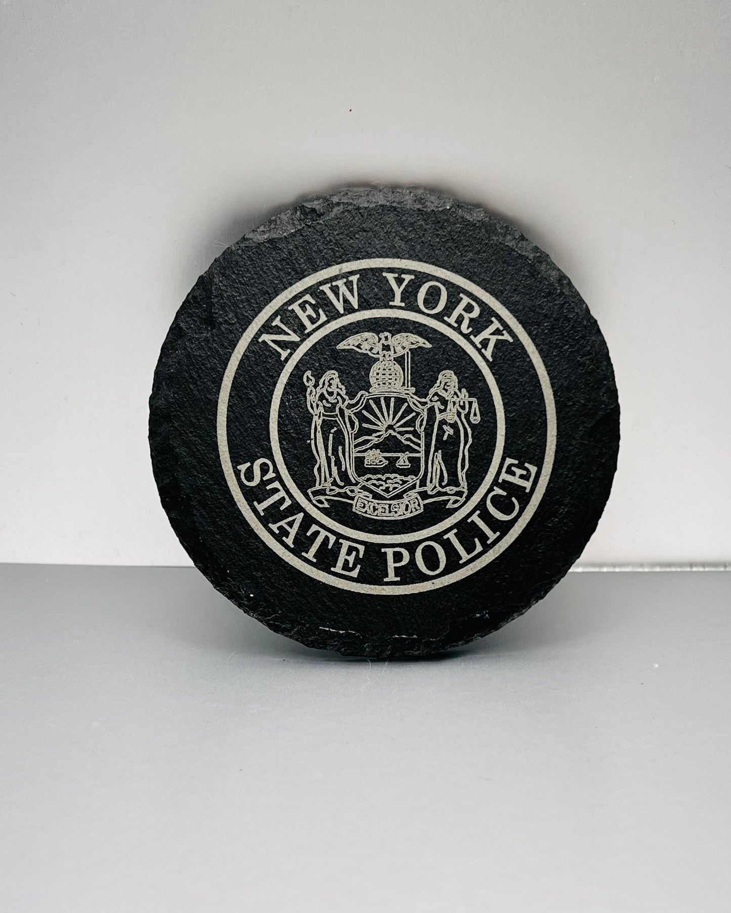 Engraved Slate Drink Coasters- New York State Police - Custom Agency Logo