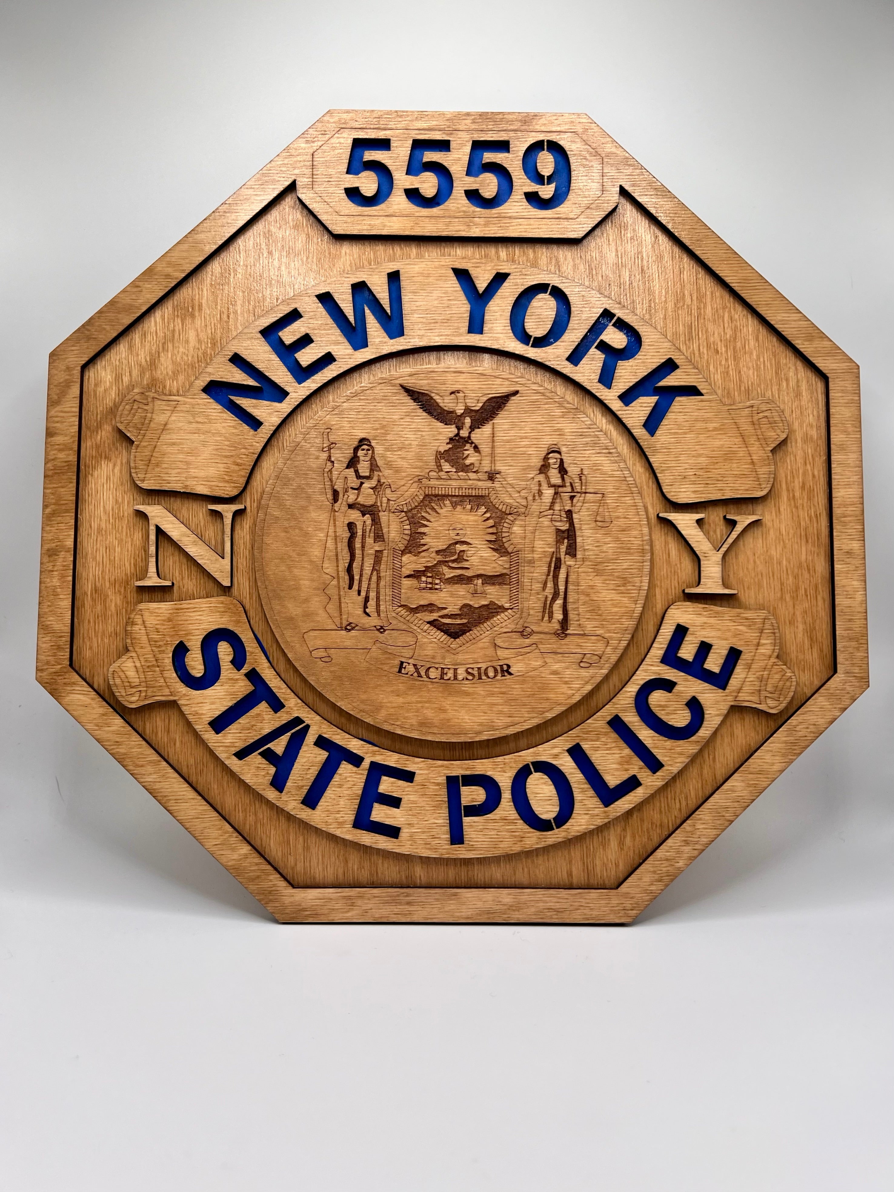 Custom Personalized New York State Police Badge - Personalized store Badge 3D V Carved Wood Sign #nyspolice